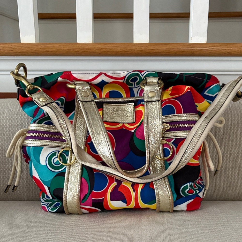 Coach Multicolor Shoulder Bag with Gold Accents